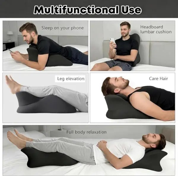 Ergonomic Curved Memory Foam Wedge Pillow | 27° Incline | Multi-Angle Lumbar & Neck Support | Butterfly Design